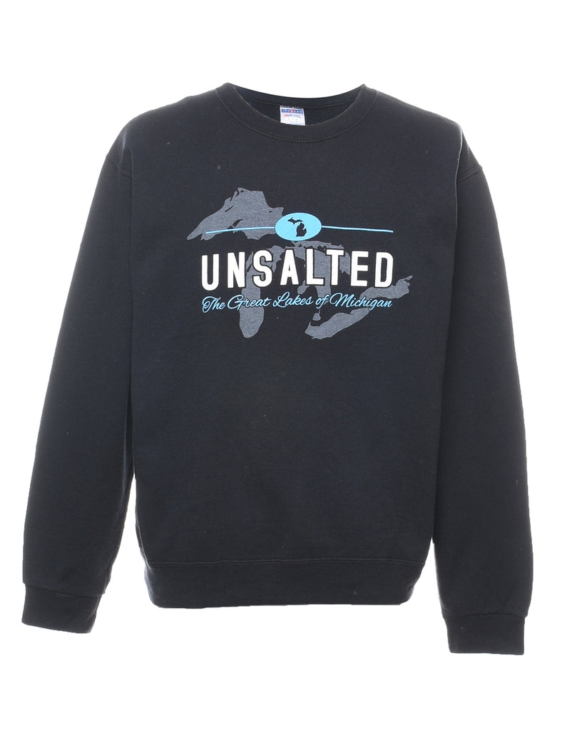 Black Unsalted Printed Sweatshirt - M