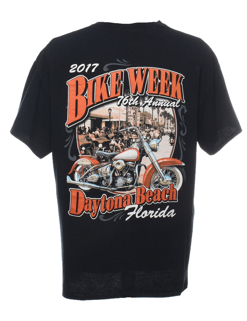 Black, White & Orange 2017 Bike Printed T-shirt - XL