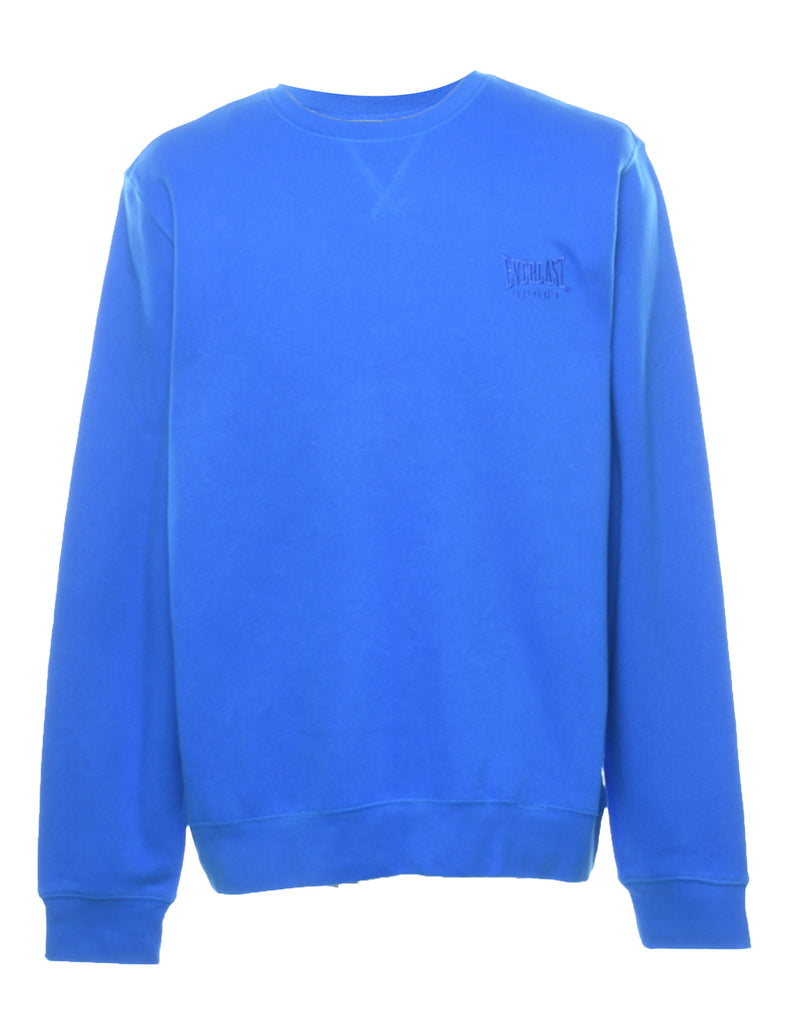 Blue Embroidered Plain Sweatshirt - L