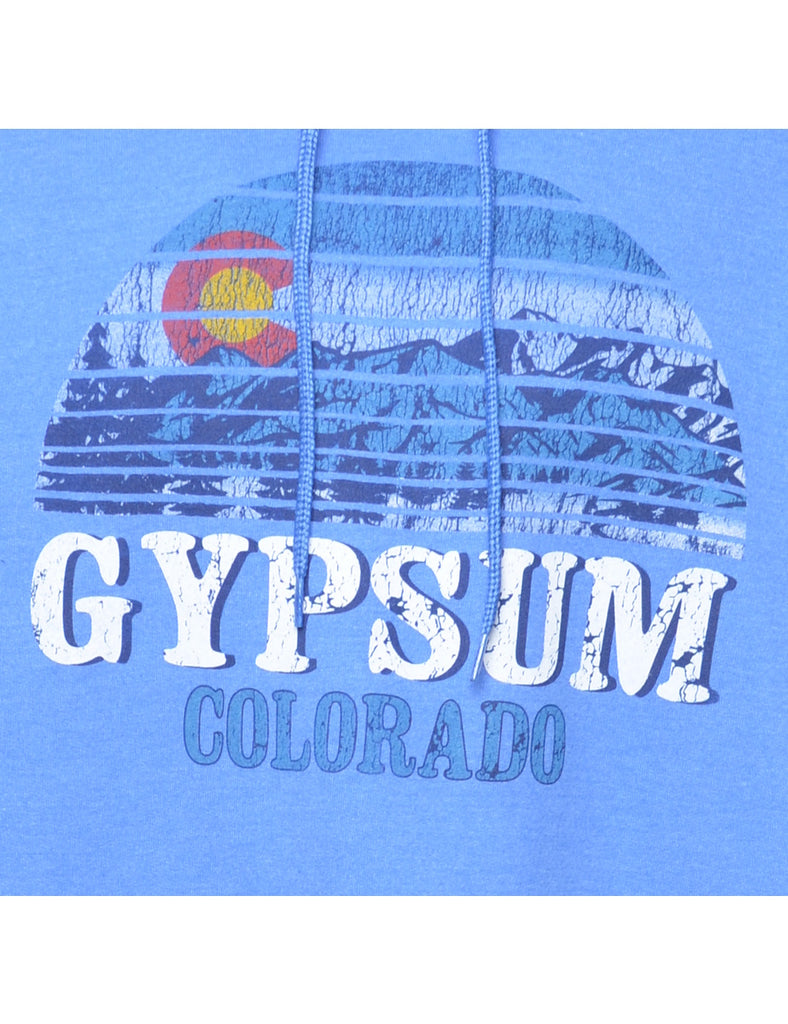 Blue Gypsum Colorado Printed Hoodie - XL