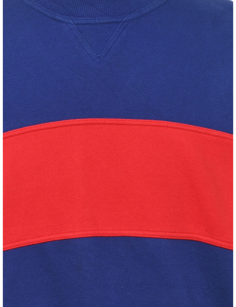 Blue & Red Colour Block Sweatshirt - S