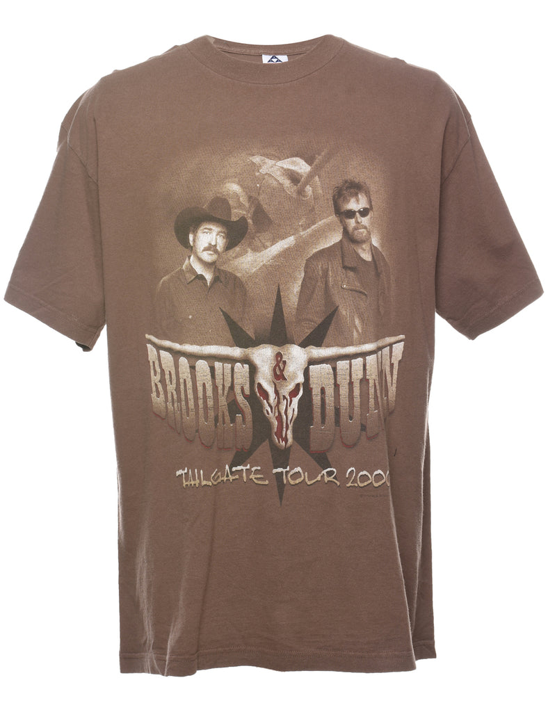 Brooks & Dunn Light Brown Printed T-shirt - XL