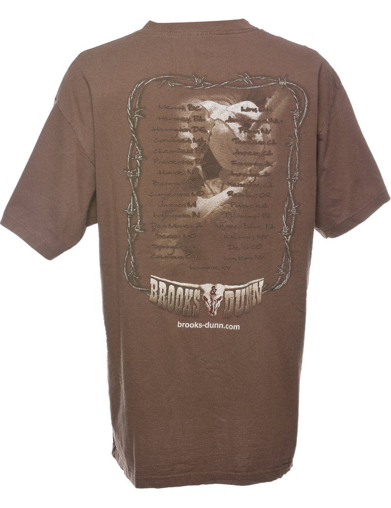 Brooks & Dunn Light Brown Printed T-shirt - XL