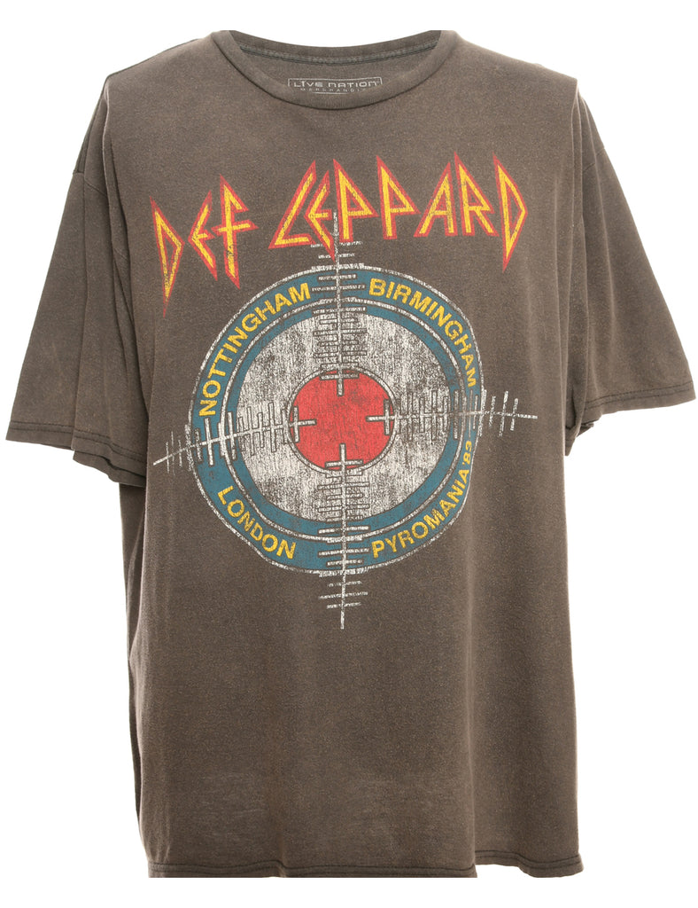 Brown Def Leppard T-shirt - M