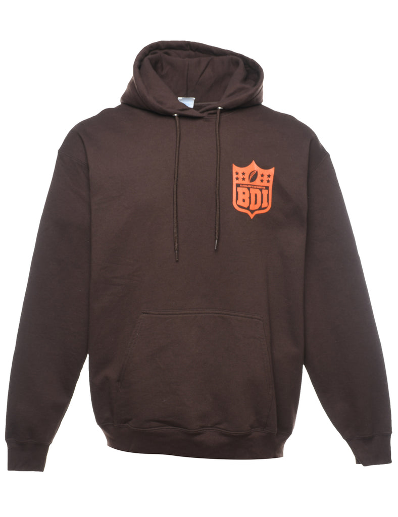 Brown & Orange Cleveland Printed Hoodie - XL