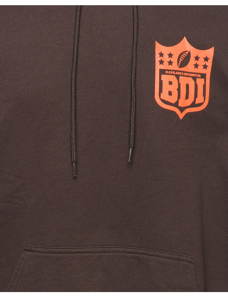 Brown & Orange Cleveland Printed Hoodie - XL