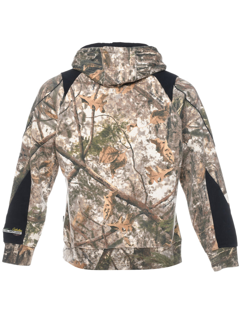 Cabela's Green Camouflage Design Hoodie - M