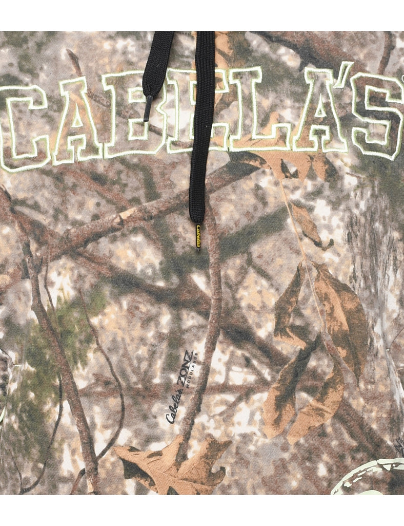 Cabela's Green Camouflage Design Hoodie - M