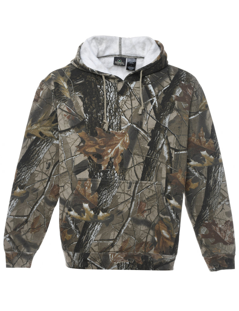 Camouflage Design Green Hoodie - L