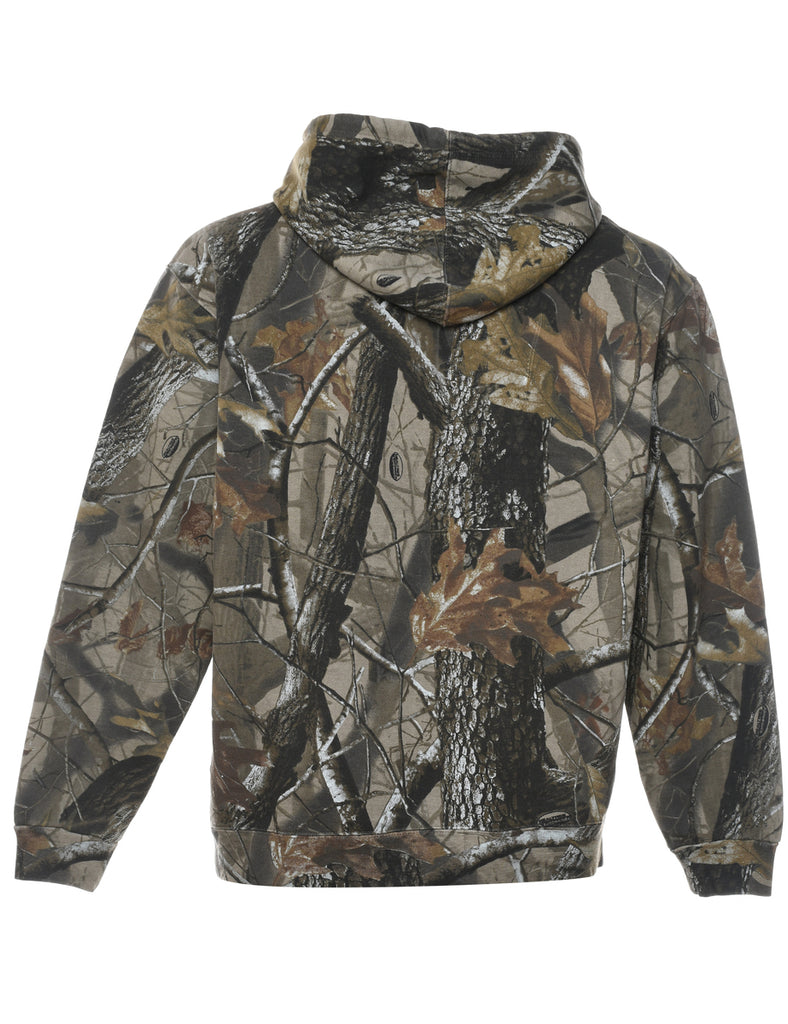 Camouflage Design Green Hoodie - L