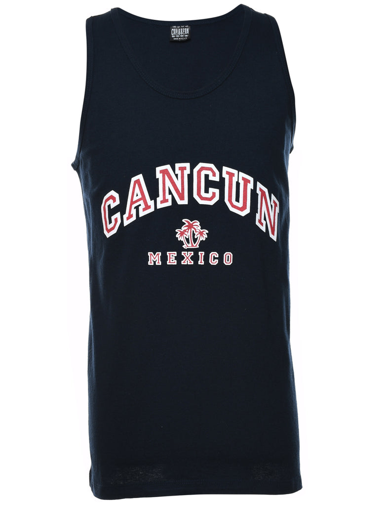 Cancun Mexico Black & Maroon Printed Vest - L