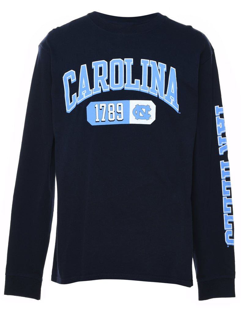 Carolina Printed Blue & Black T-shirt - M