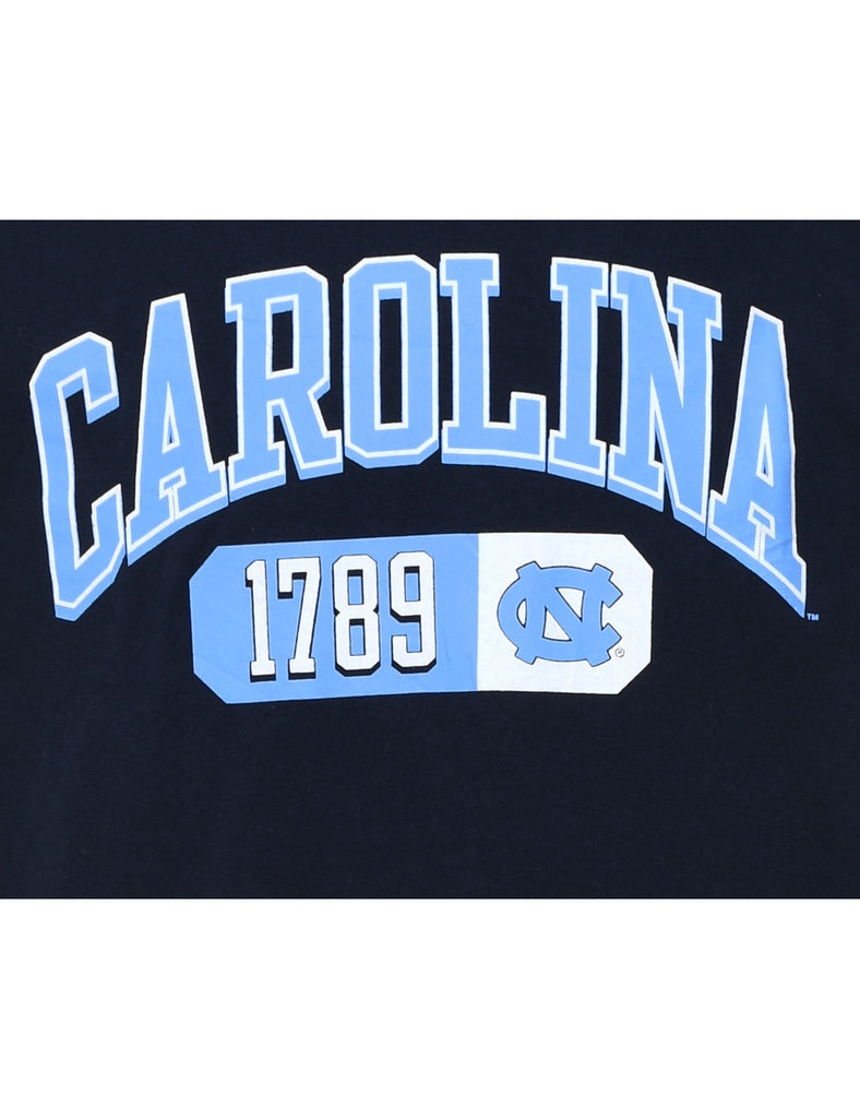 Carolina Printed Blue & Black T-shirt - M