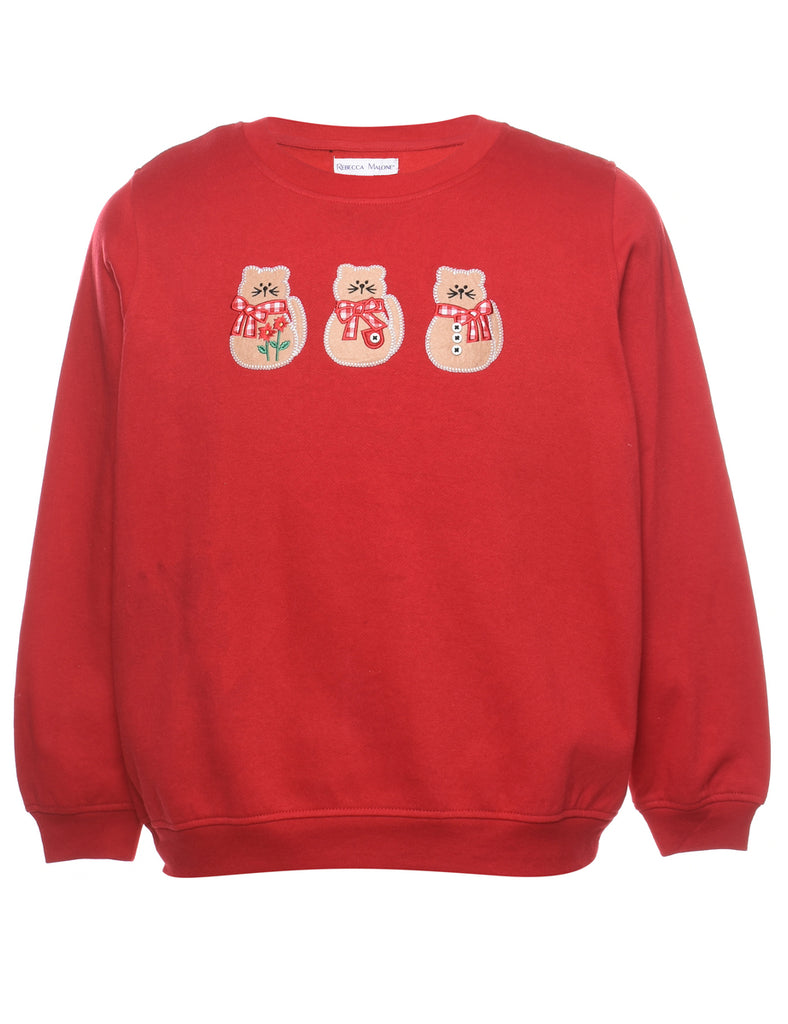 Cat Printed Christmas Sweatshirt - M