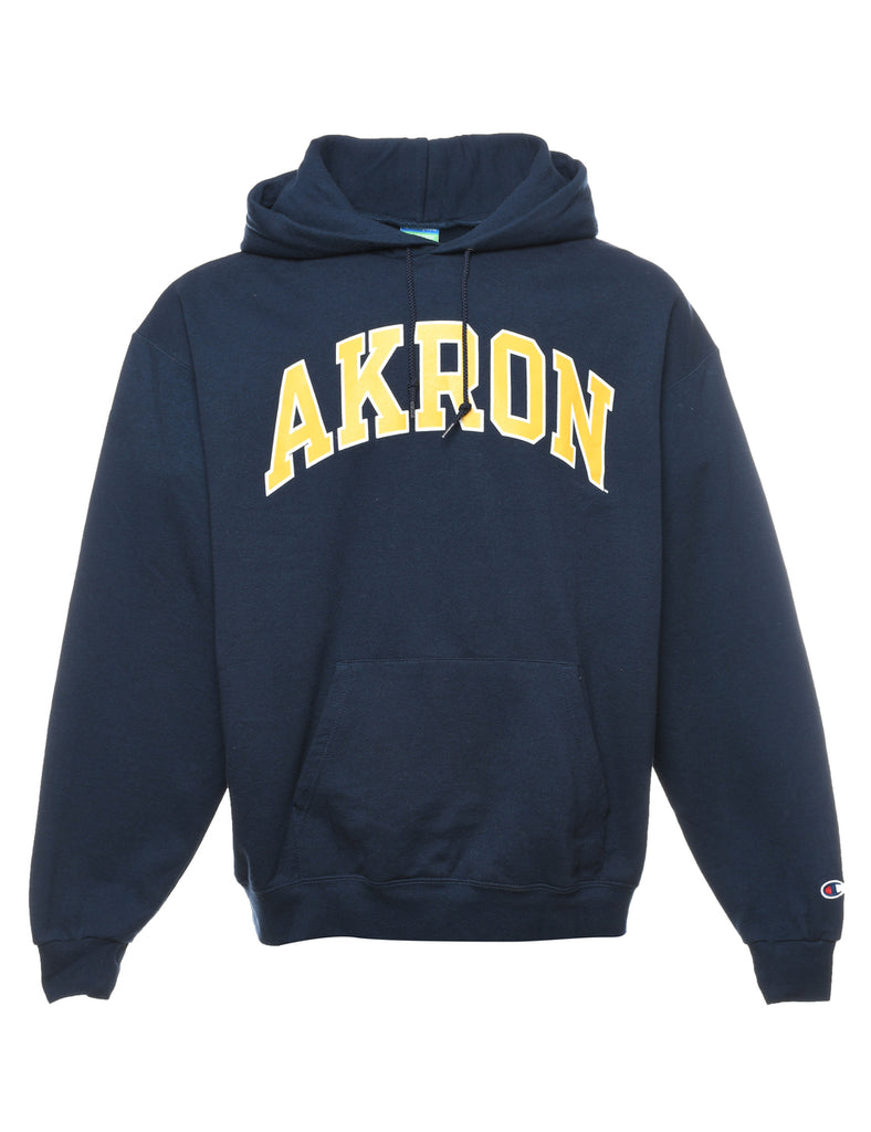 Champion Akron Navy & Yellow Printed Hoodie - XL