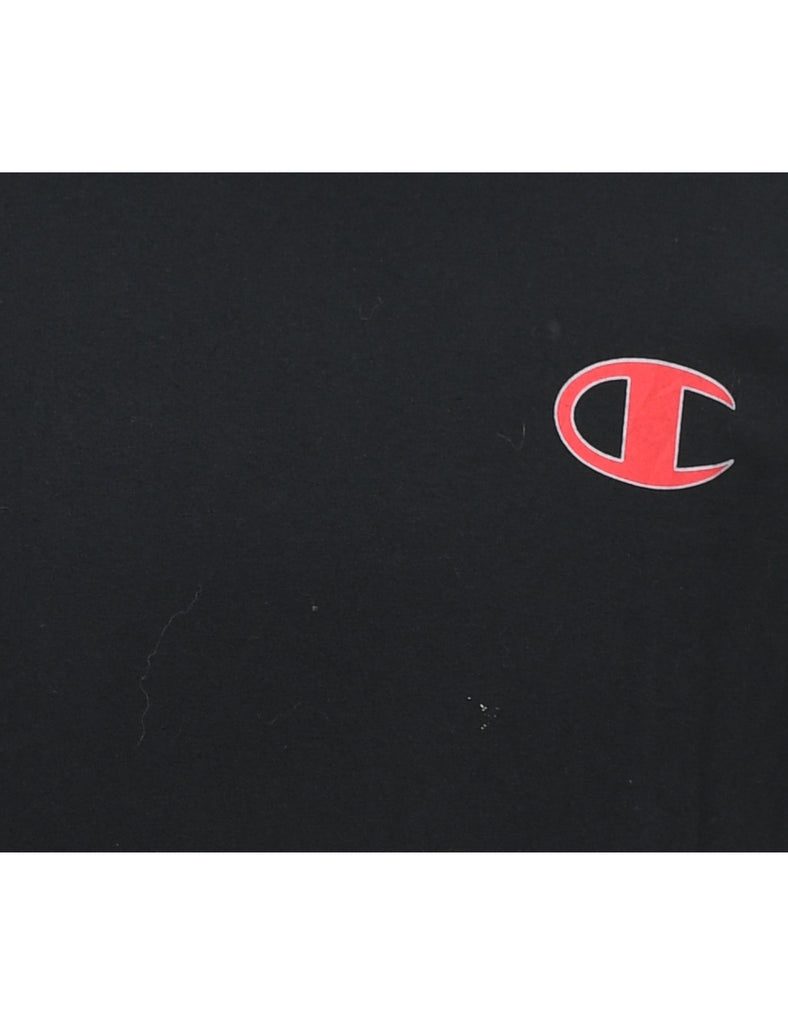 Champion Black & Red Contrast Plain T-shirt - XL