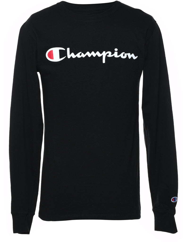 Champion Black, Red & White Long-Sleeve Printed T-shirt - S