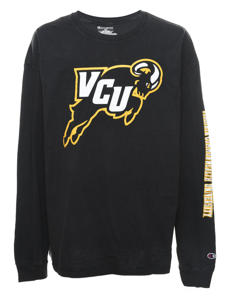 Champion Black, White & Yellow Long Sleeve VCU Sports T-shirt - XL