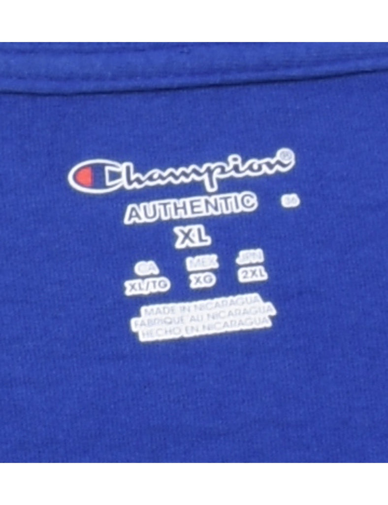 Champion Blue & White Printed Basketball Sports T-shirt - XL