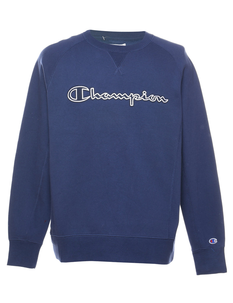 Champion Embroidered Navy Sweatshirt - M