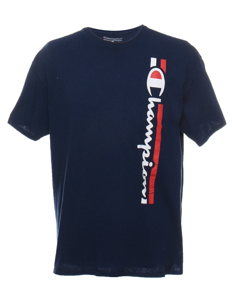 Champion Navy, Red & White Printed T-shirt - XL