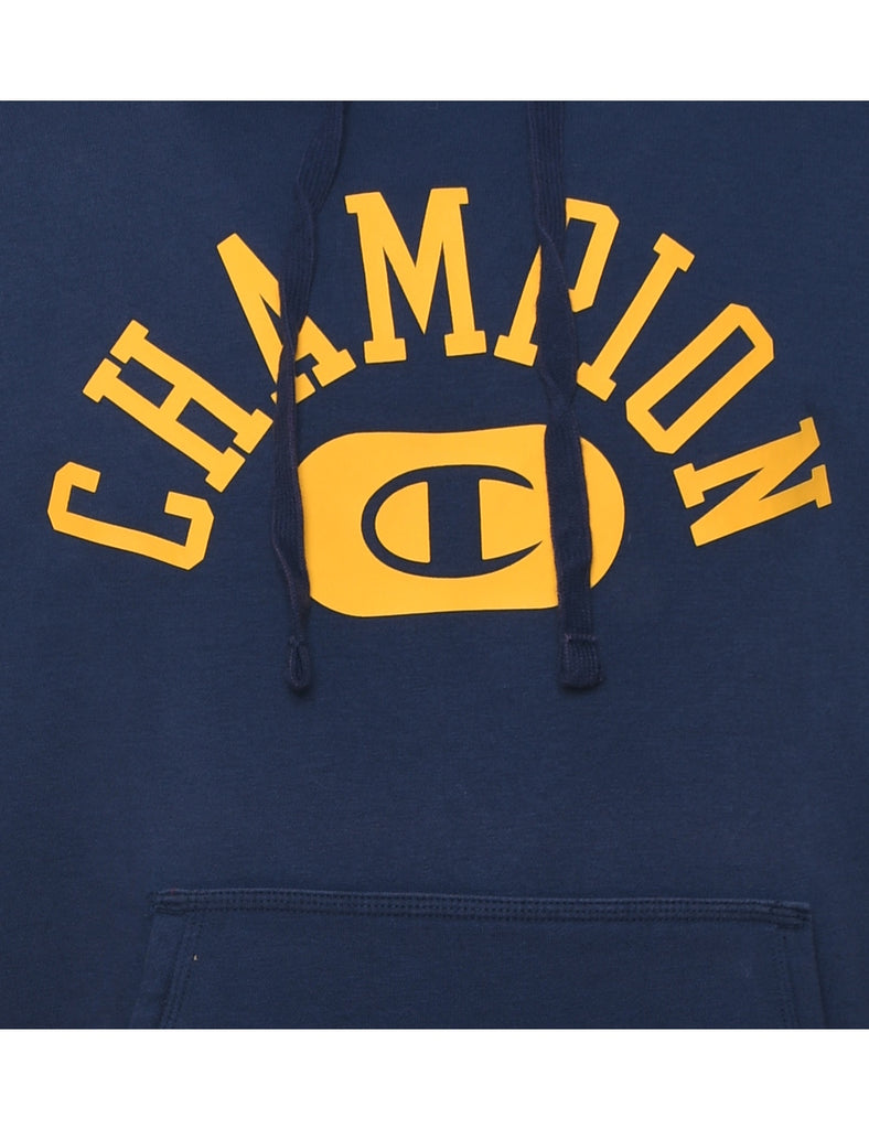 Champion Printed Navy & Yellow Hoodie - M