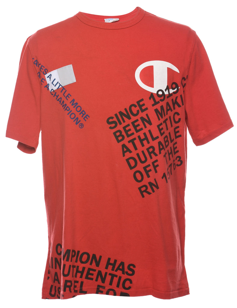 Champion Red & White Printed T-shirt - XL