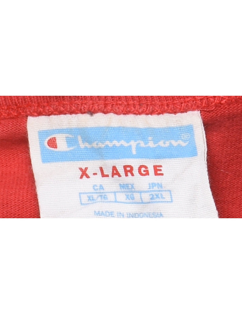 Champion Red & White Printed T-shirt - XL