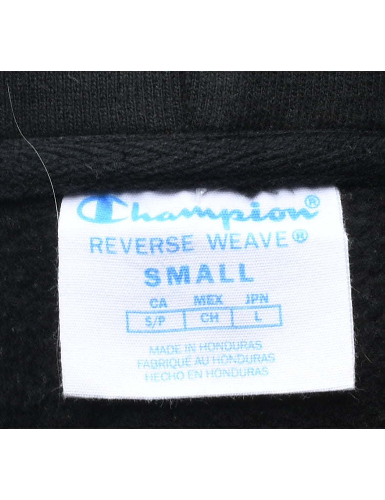 Champion Reverse Weave Black & Yellow Printed Hoodie - S