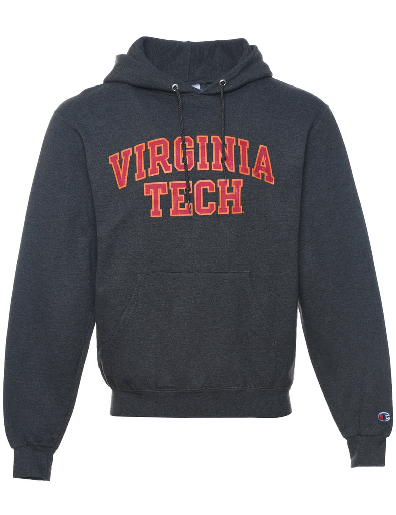 Champion Virginia Tech Grey & Red Embroidered Hoodie - S