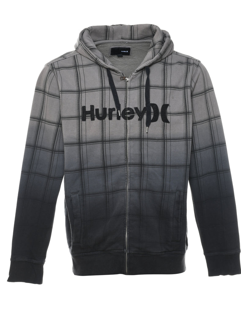 Checked Black & Grey Hurley Hoodie - M