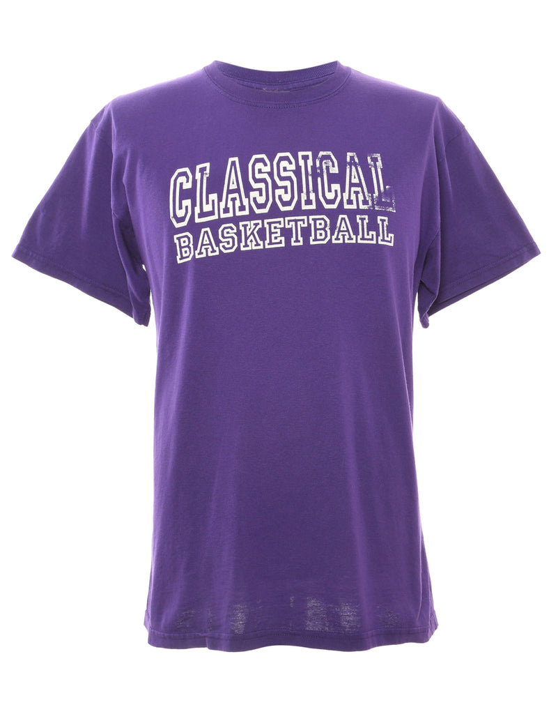 Classical Basketball Purple Printed T-shirt - M