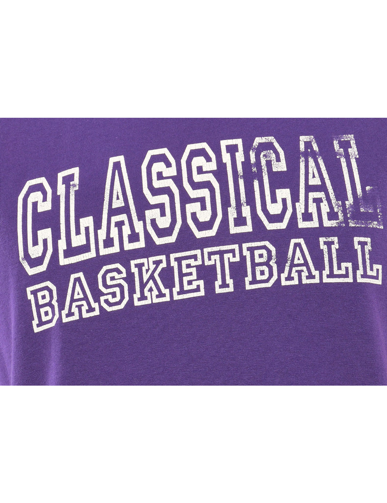 Classical Basketball Purple Printed T-shirt - M