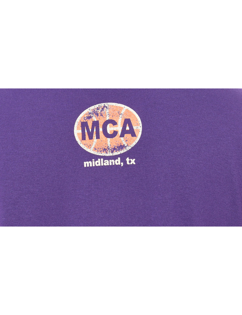 Classical Basketball Purple Printed T-shirt - M