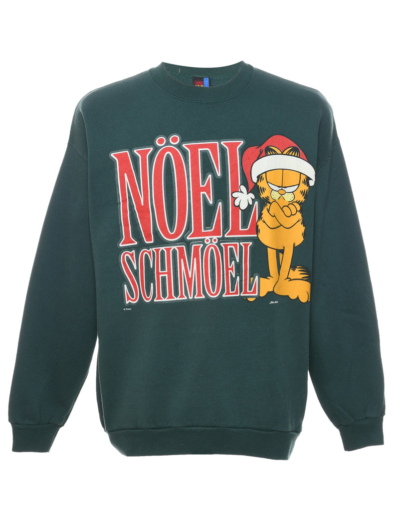 Dark Green Garfield Christmas Sweatshirt - XL