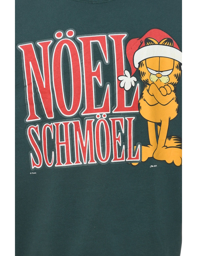 Dark Green Garfield Christmas Sweatshirt - XL