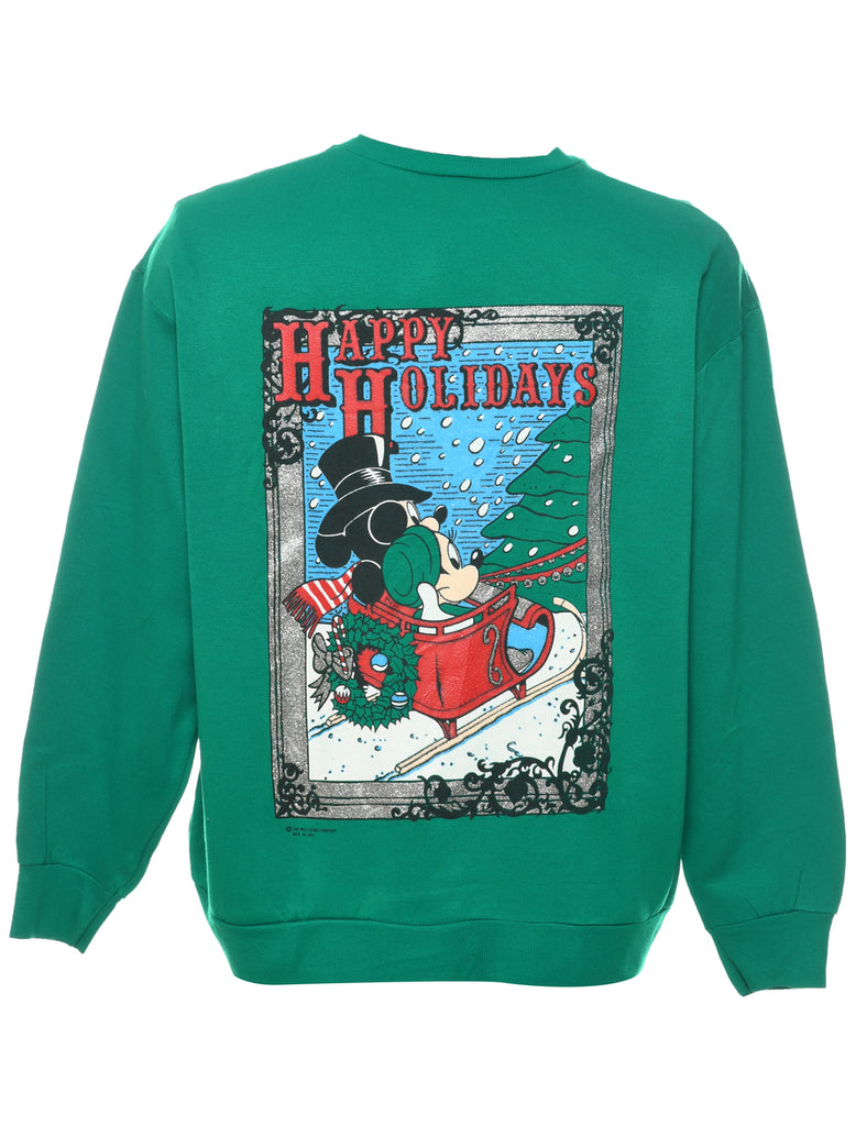 Dark Green Micky Mouse Christmas Sweatshirt - L