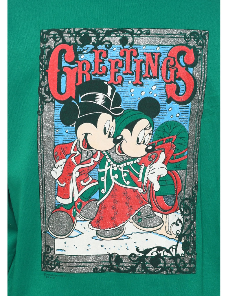 Dark Green Micky Mouse Christmas Sweatshirt - L