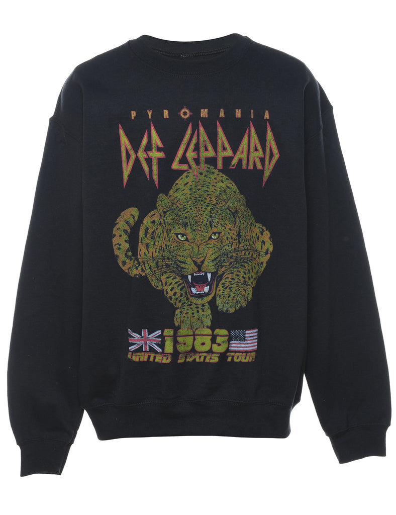 Def Leppard Printed Black Sweatshirt - M