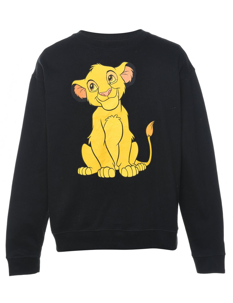 Disney Lion King Simba Black & Yellow Cartoon Sweatshirt - M