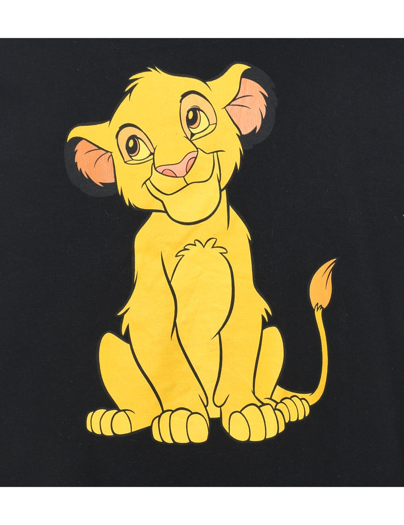 Disney Lion King Simba Black & Yellow Cartoon Sweatshirt - M