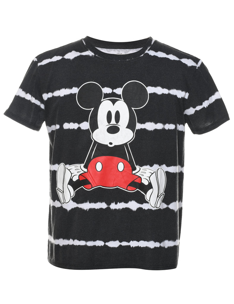 Disney Mickey Mouse 1990s Black, Red & White Cartoon T-shirt - S