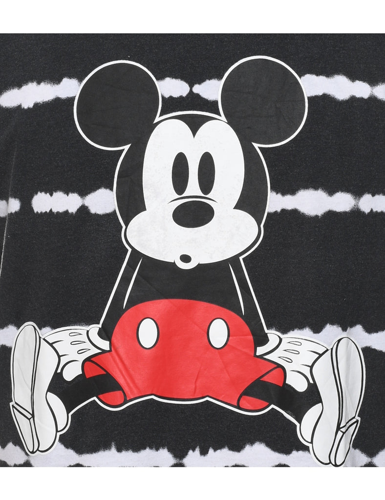 Disney Mickey Mouse 1990s Black, Red & White Cartoon T-shirt - S