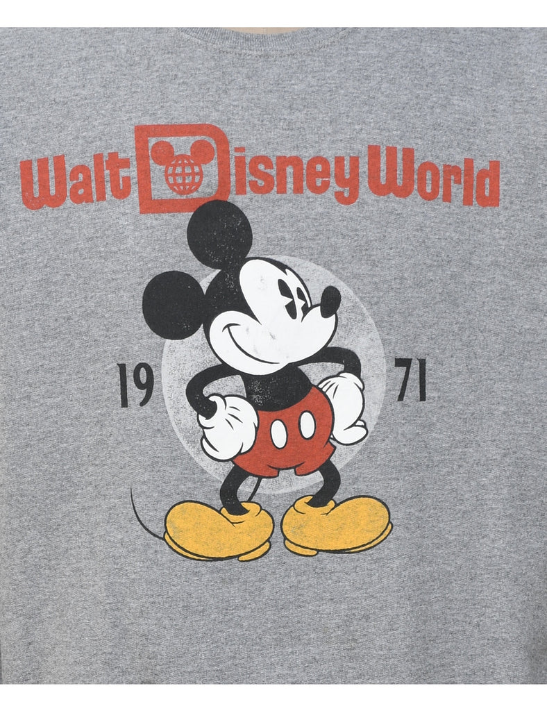 Disney World Grey Printed Cartoon Sweatshirt - L