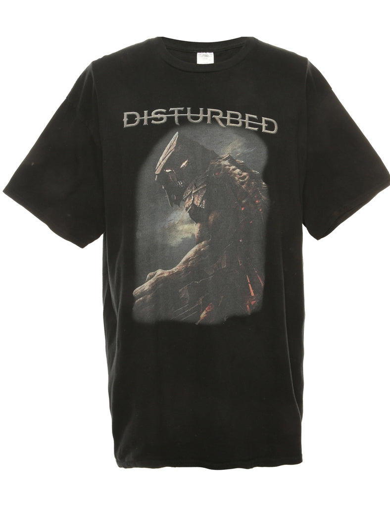 Disturbed Black Printed T-shirt - M