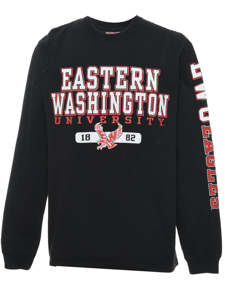 Eastern Washington University Black, Red & White Printed T-shirt - M