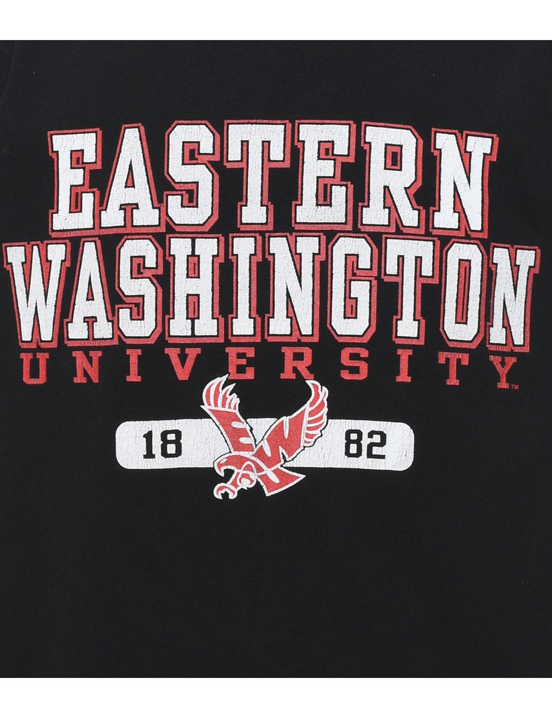 Eastern Washington University Black, Red & White Printed T-shirt - M