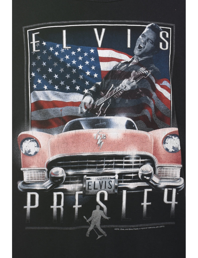 Elvis Presley Black Classic Printed Band T-shirt - XL