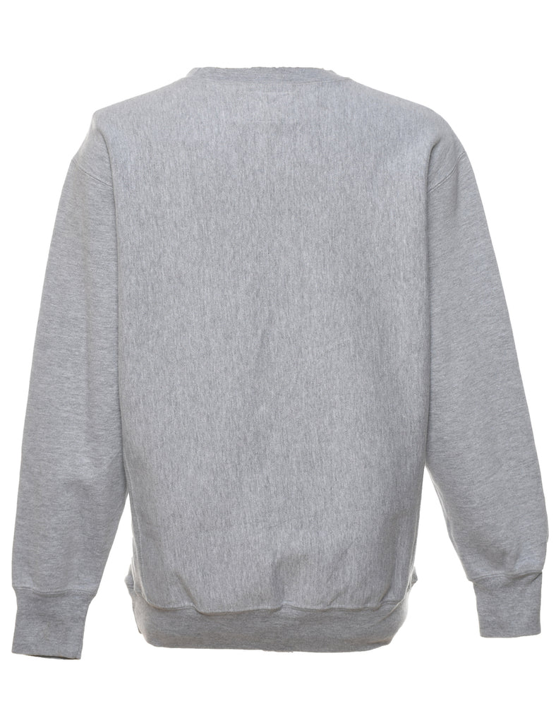 Embroidered Grey Bowling Design Sweatshirt - S