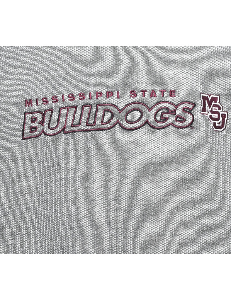 Embroidered Grey Bulldog Design Sweatshirt - XL